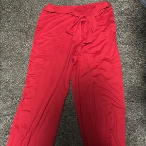 Guess Red Wide-Leg Pants with Tie Waist